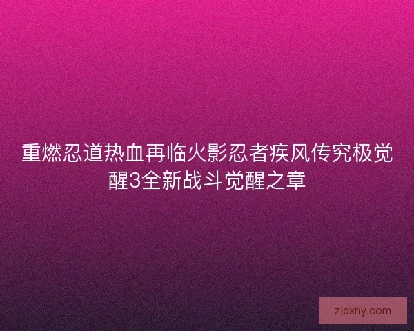 重燃忍道热血再临火影忍者疾风传究极觉醒3全新战斗觉醒之章