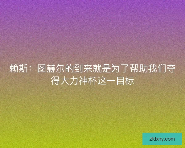 赖斯:图赫尔的到来就是为了帮助我们夺得大力神杯这一目标 赖斯:图赫尔的到来就是为了帮助我们夺得大力神杯这一目标