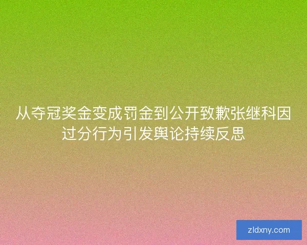 从夺冠奖金变成罚金到公开致歉张继科因过分行为引发舆论持续反思