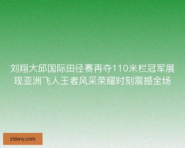 刘翔大邱国际田径赛再夺110米栏冠军展现亚洲飞人王者风采荣耀时刻震撼全场